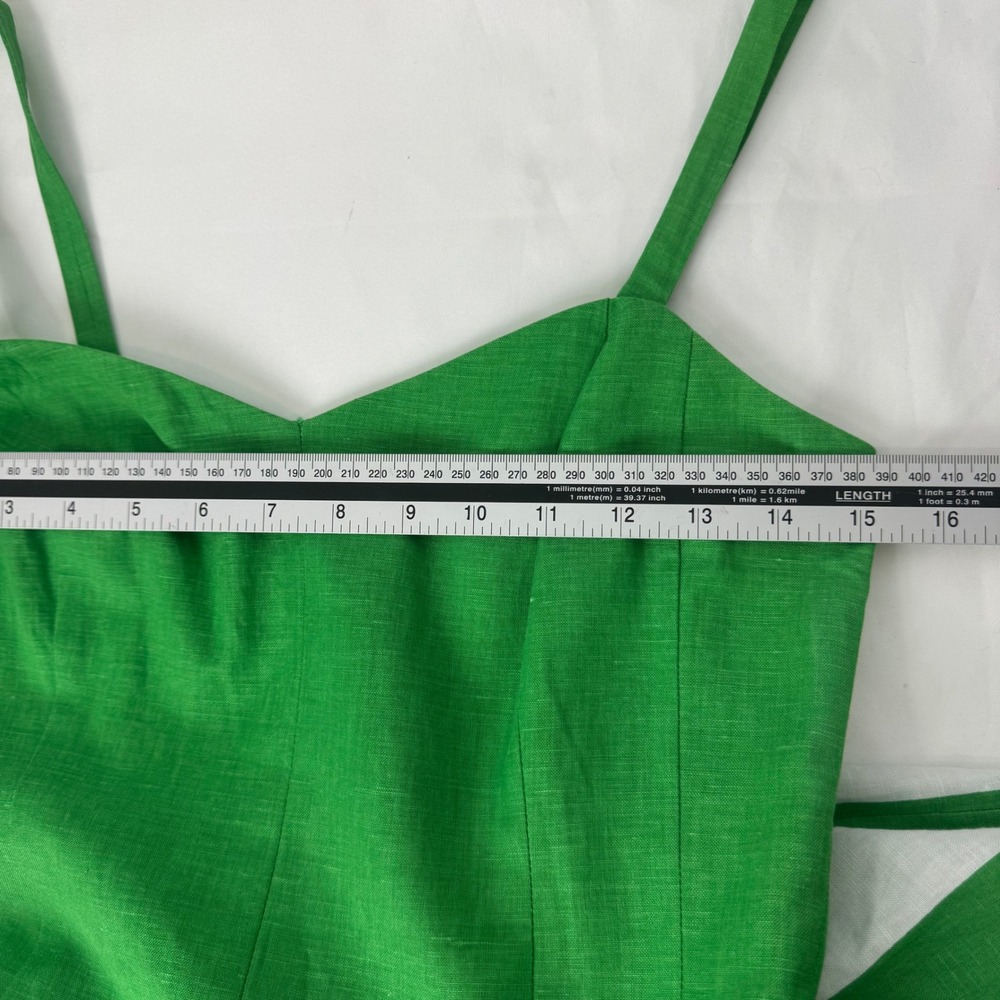 Boden Matilda Retro‎ Pleated Green White Women Linen Blend Dress Size 4L - Picture 13 of 14